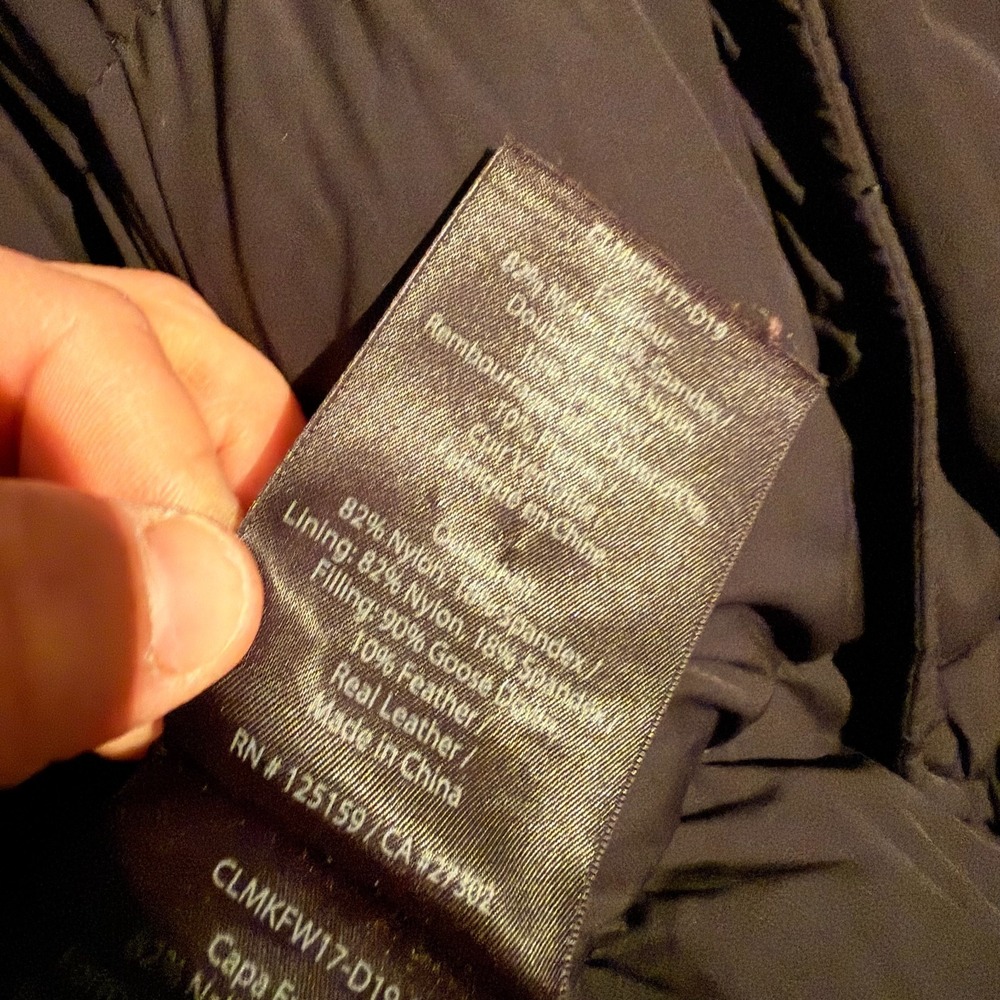Mackage Montreal Large Down Puffer Coat Leather Accents Assymetrical Zipper - Picture 9 of 10